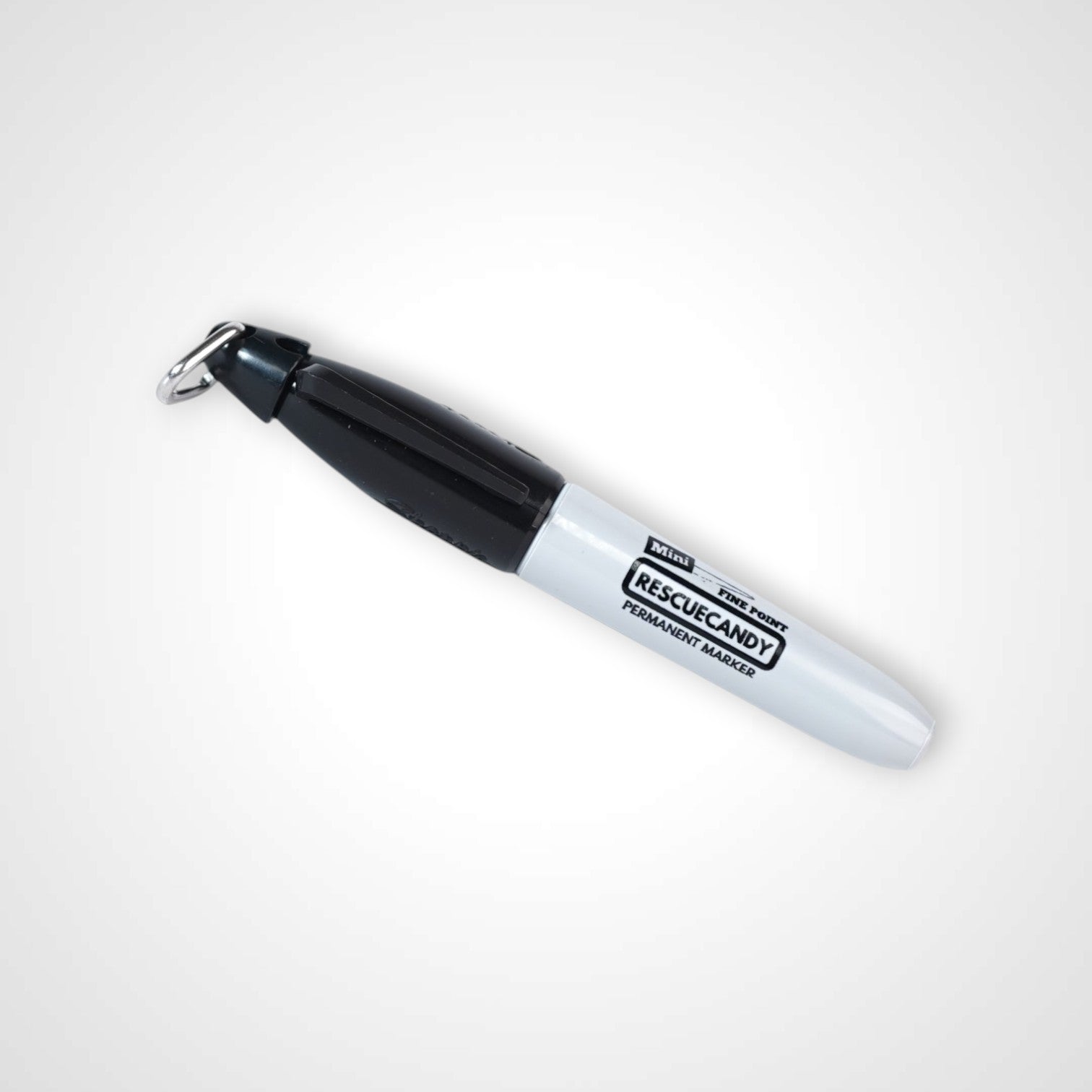 Black keychain Sharpie with Rescuecandy logo.