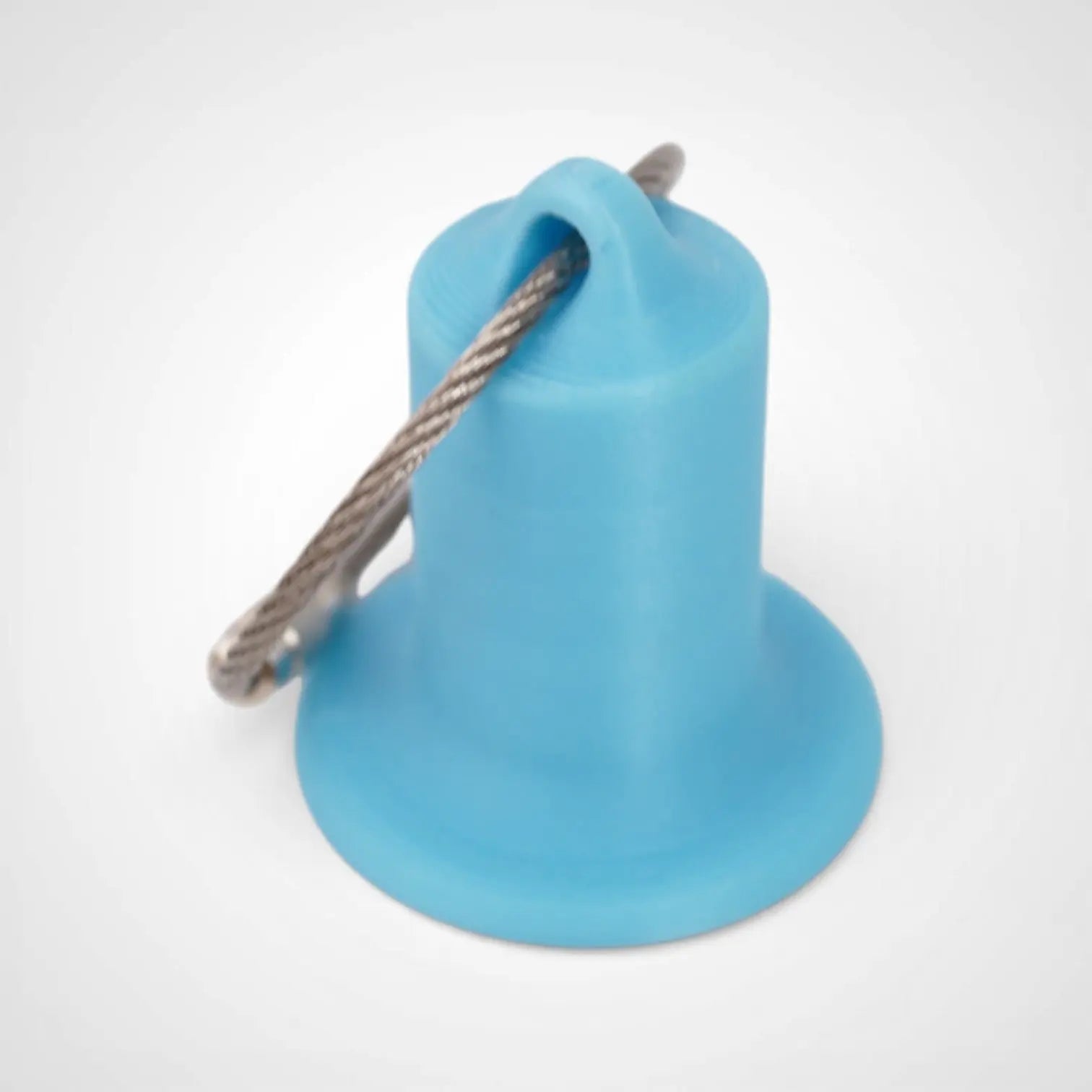 Blue Glow Teal 1-inch roll holder made with polylactic acid, created using additive manufacturing for holding tape and bandage rolls. With a steel cable keyring. Shown on white background.