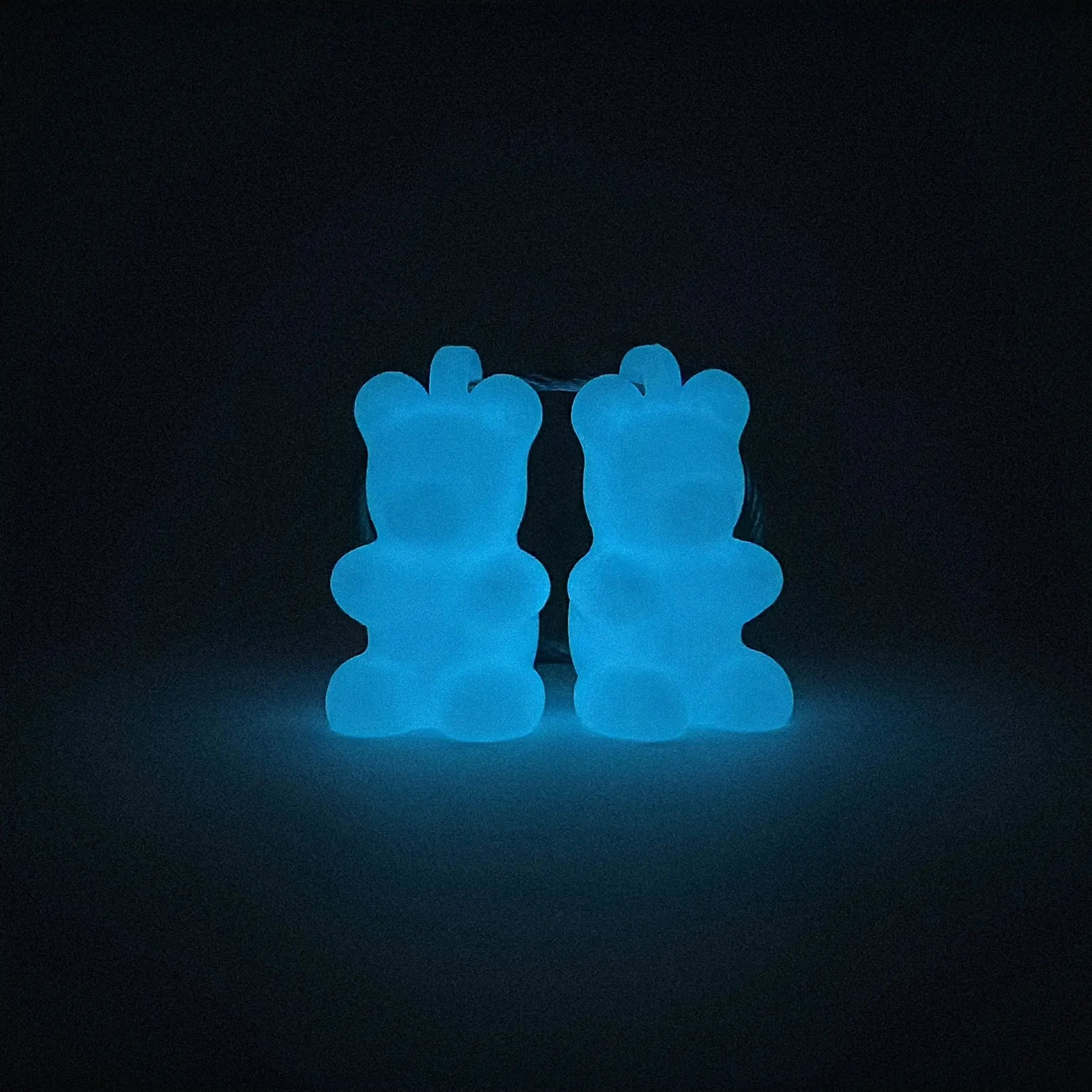 White/Glow Blue Gummy Bear Cap Clip 2-pack - RescueCandy