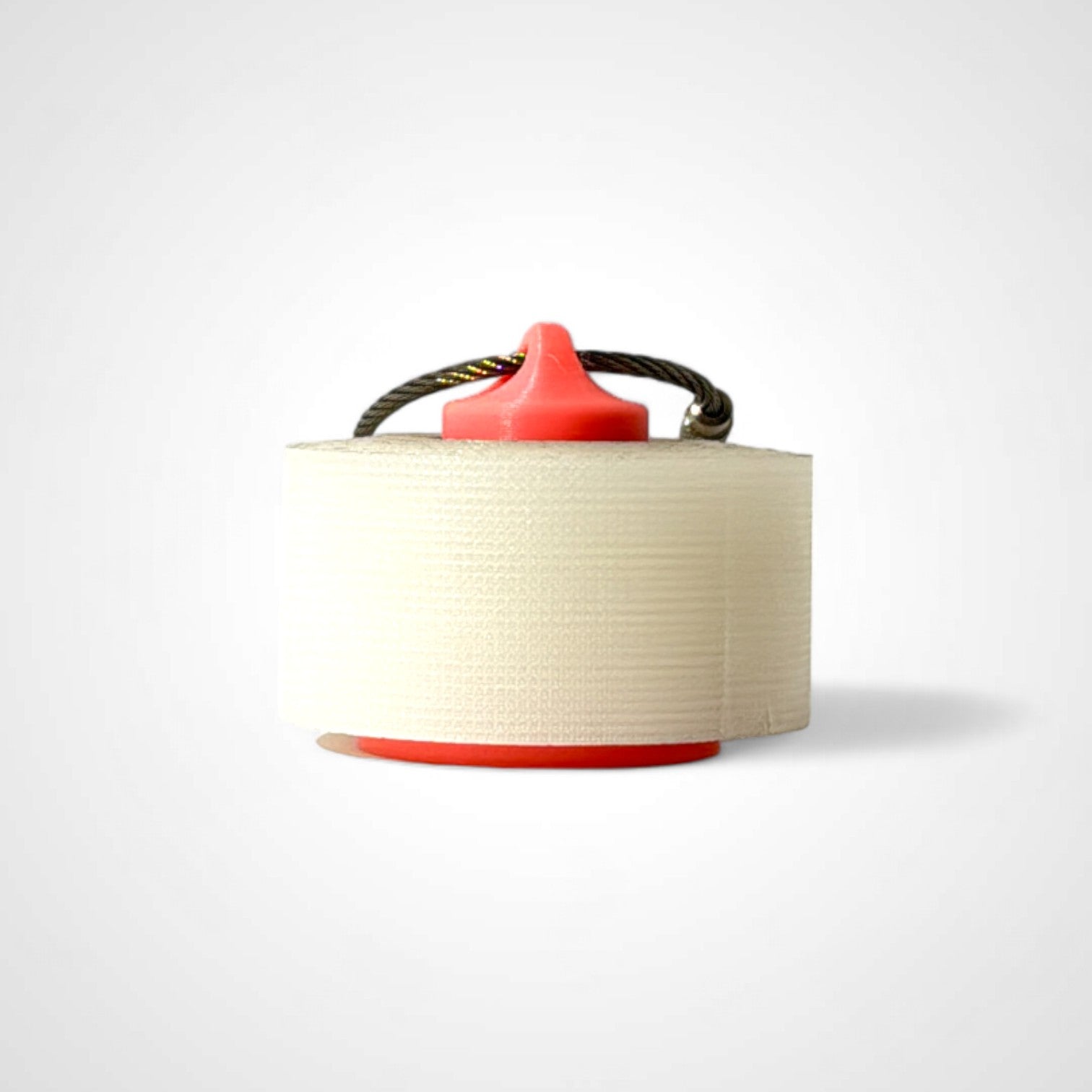 a compact pink glow orange roll holder 1 inch tall to hold and tape and coban for EMS, paramedics, EMT's, nurses, flightmed, vetmed, and athletic trainers