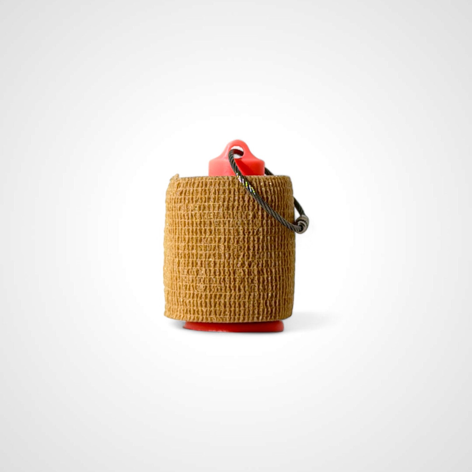 a compact pink glow orange roll holder 2 inches tall to hold and tape and coban for EMS, paramedics, EMT's, nurses, flightmed, vetmed, and athletic trainers