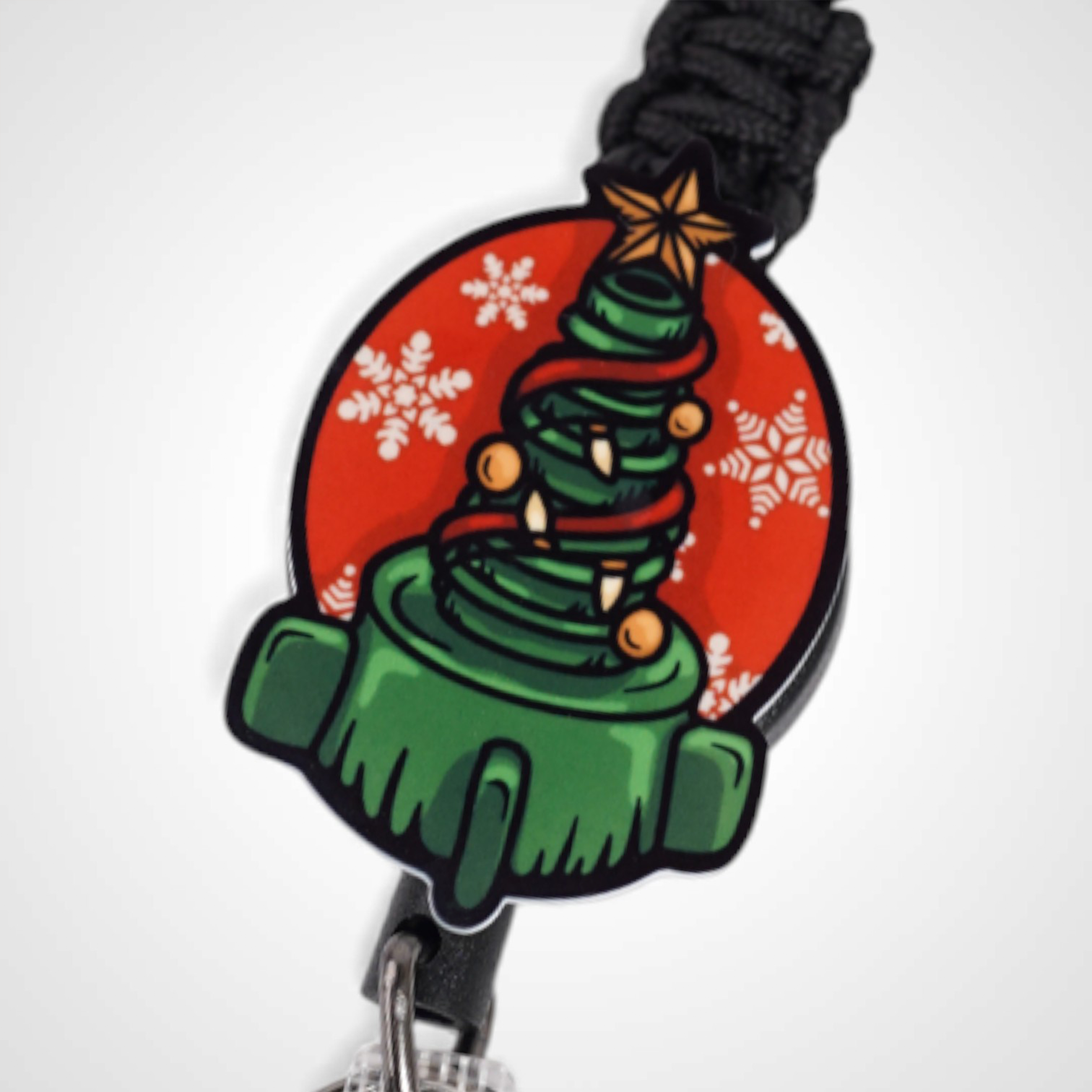 oxygen tree christmas tree badge reel design carabiner for healthcare workers, nurses, respiratory therapist, EMT, paramedic