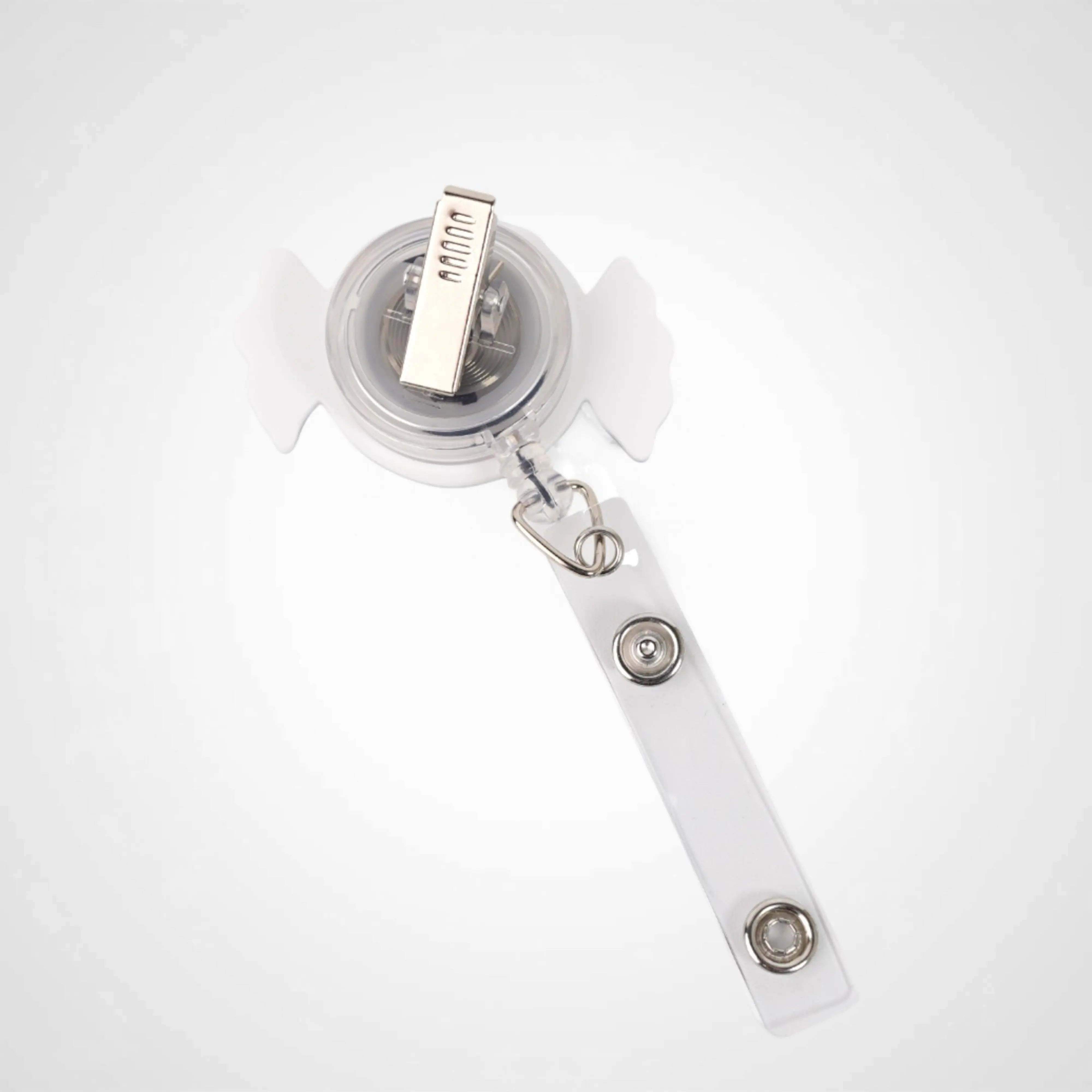 peppermint star of life badge reel design made for EMS workers emts, paramedics. alligator clip badge reel EMS holiday christmas gift back side