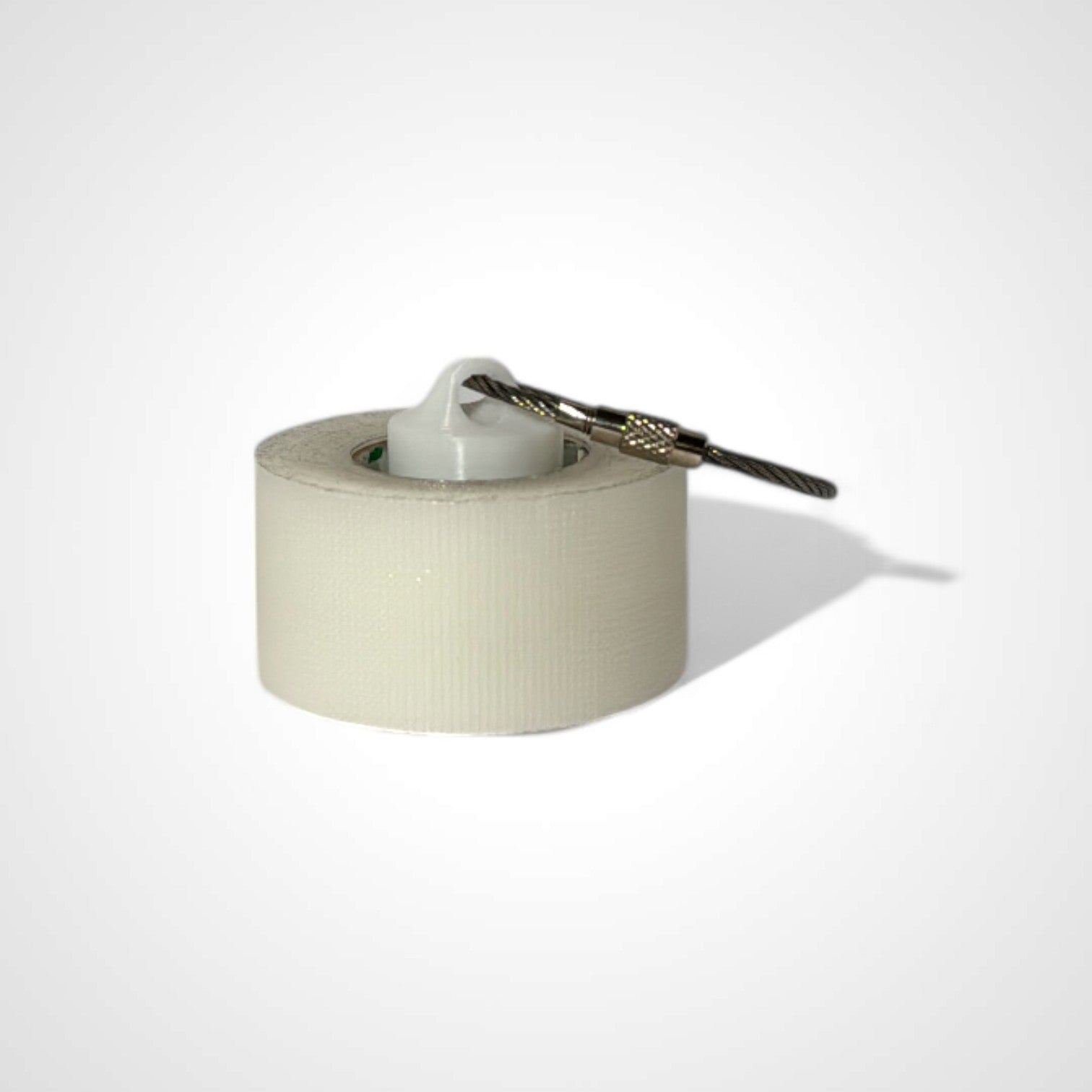 a compact white roll holder 1 inch tall to hold and tape and coban for EMS, paramedics, EMT's, nurses, flightmed, vetmed, and athletic trainers