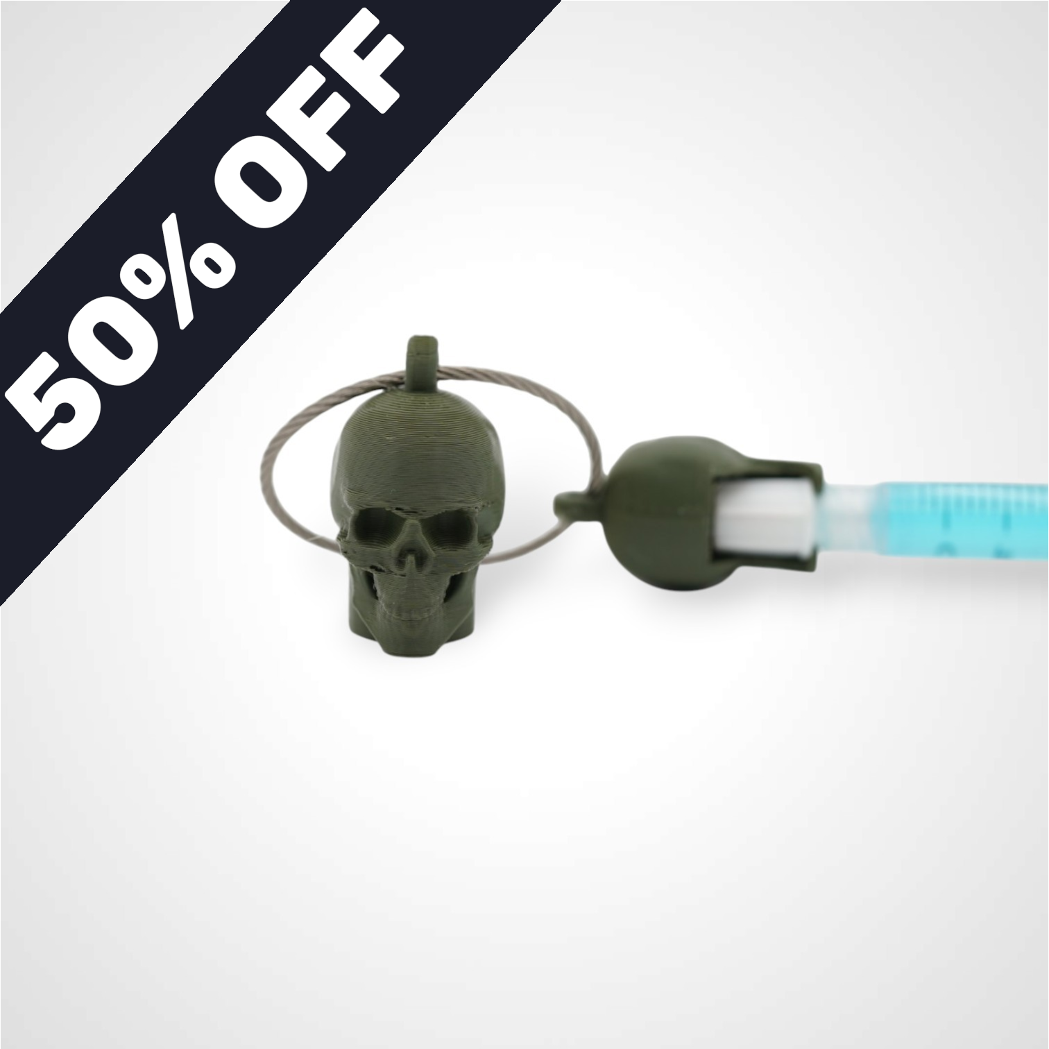 MISPRINT Army Green Anatomical Skull Cap Clip 2-pack