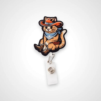 Cowboy Cat Badge Reel - Rescue Candy