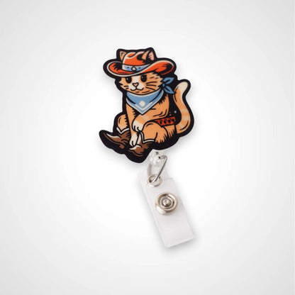 Cowboy Cat Badge Reel - Rescue Candy