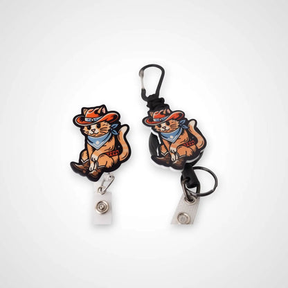 Cowboy Cat Badge Reel - Rescue Candy