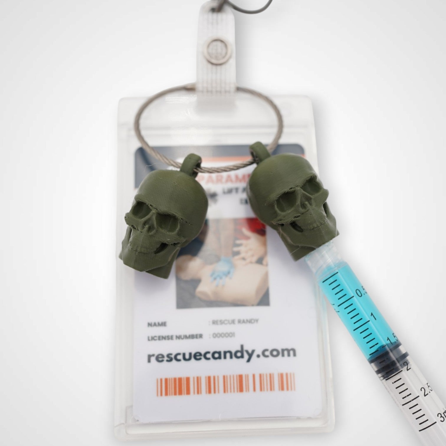 MISPRINT Army Green Anatomical Skull Cap Clip 2-pack