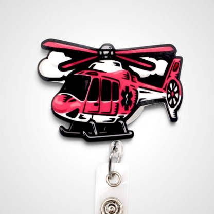 Pink Helicopter Badge Reel