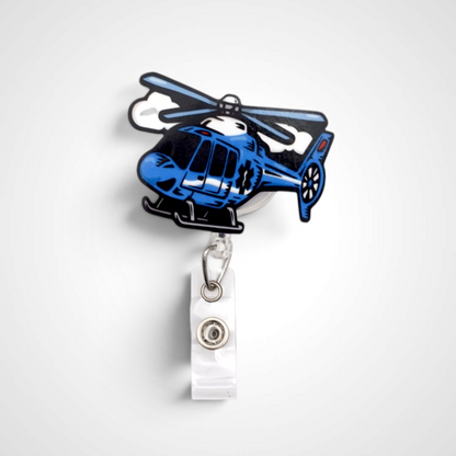 Blue Helicopter Badge Reel