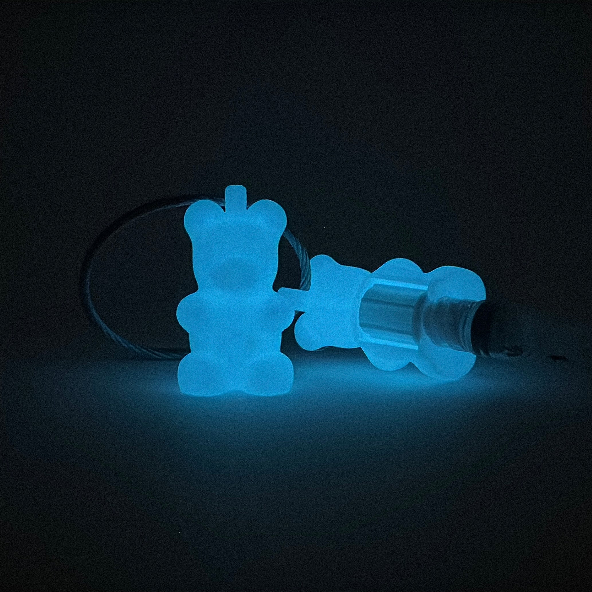 White/Glow Blue Gummy Bear Cap Clip 2-pack - RescueCandy