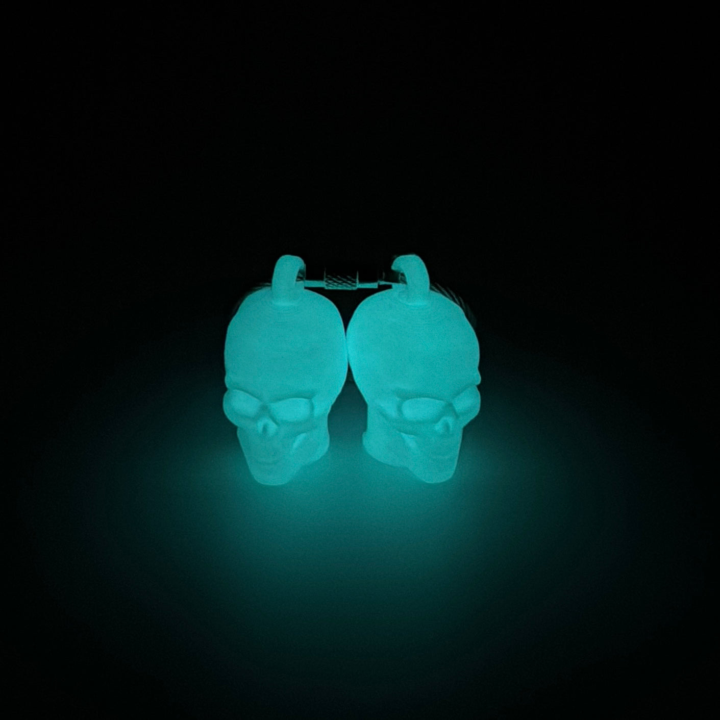 Blue Glow Teal Anatomical Skull Cap Clip 2-pack