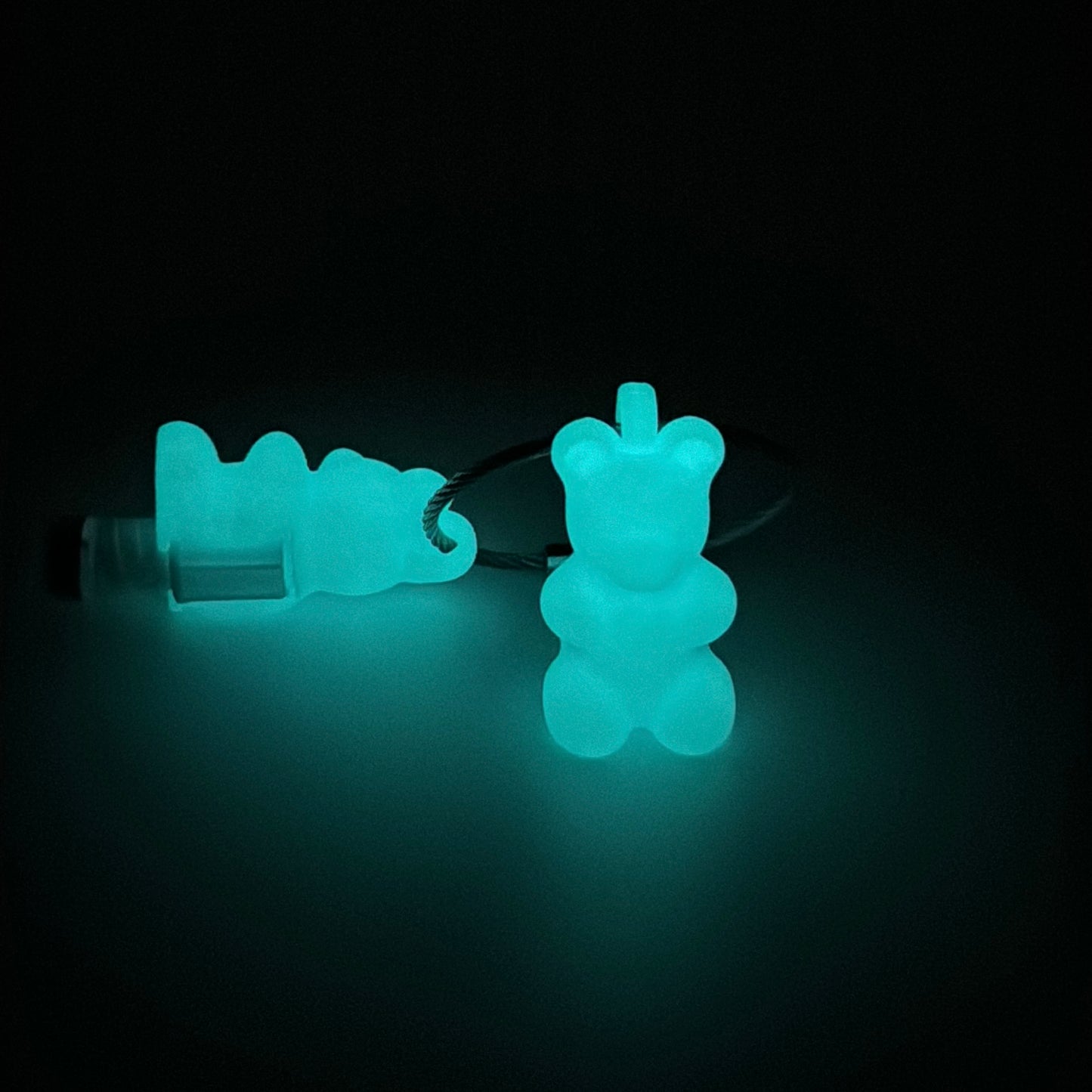 Blue Glow Teal Gummy Bear Cap Clip 2-pack