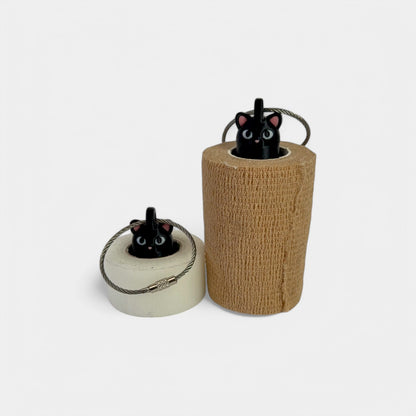 a compact black cat roll holder to hold and tape and coban for EMS, paramedics, EMT's, nurses, flightmed, vetmed, and athletic trainers