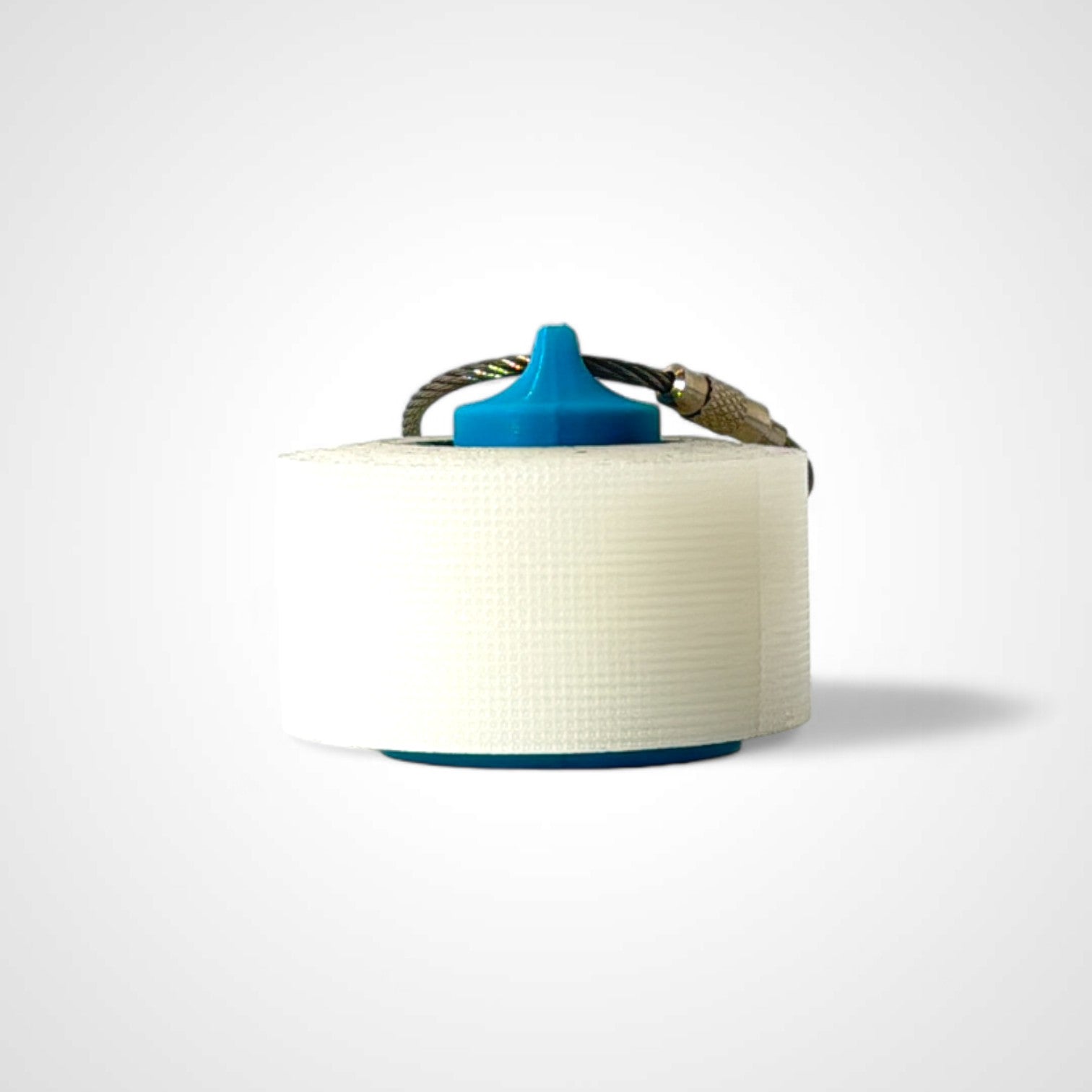 a compact blue roll holder 1 inch tall to hold and tape and coban for EMS, paramedics, EMT's, nurses, flightmed, vetmed, and athletic trainers
