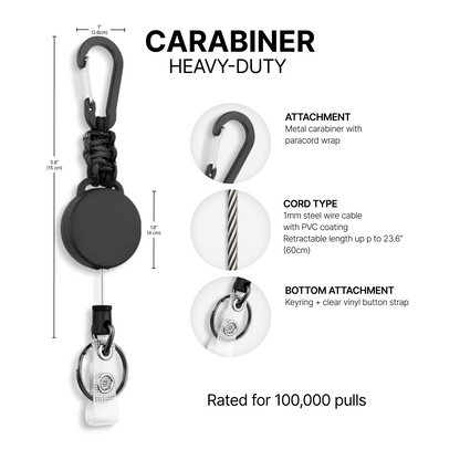 Carabiner heavy-duty badge reel clip specs