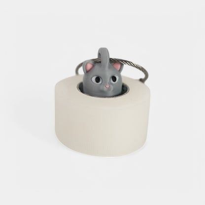 a compact grey cat roll holder to hold and tape and coban for EMS, paramedics, EMT's, nurses, flightmed, vetmed, and athletic trainers