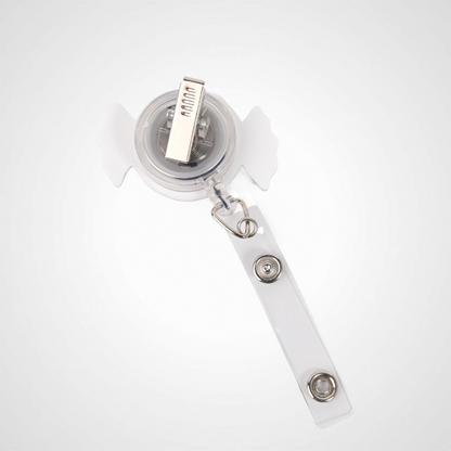 peppermint star of life badge reel design made for EMS workers emts, paramedics. alligator clip badge reel EMS holiday christmas gift back side