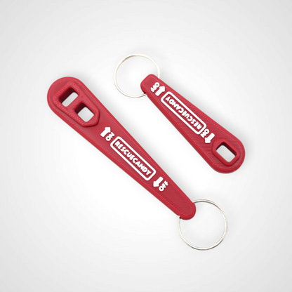 Full and mini red Oxygen Wrench. Made to fit CGA-870 valves. Shown on white background.